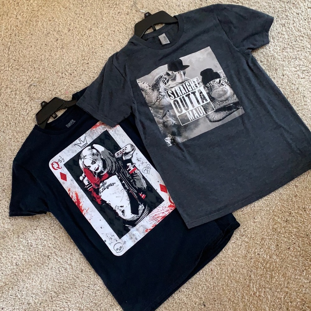 Two T-shirts one small one medium both like new